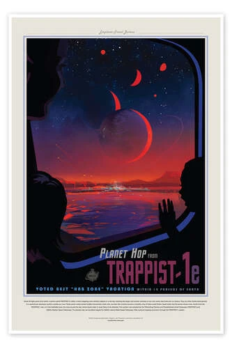 Retro Space Travel - TRAPPIST-1e NASA Plakat 20 X 30 Cm Billedramme 3 Retro Space Travel - TRAPPIST-1e NASA Plakat 20 X 30 Cm Billedramme