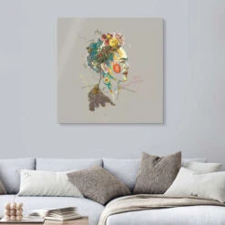 Frida Kahlo Floral Face III Carlos Quitério Akrylbillede 30 X 30 Cm Billedramme -POSTERLOUNGE Salg 693271 acrylic glass room grey l