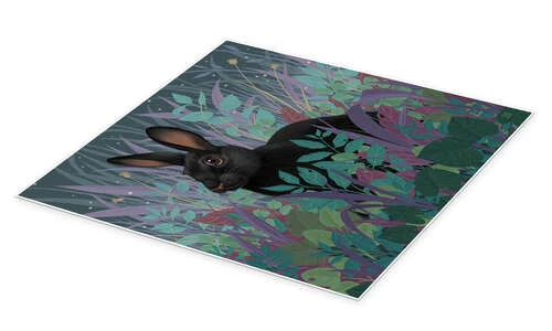 Sort Kanin I Græsset Vasilisa Romanenko Plakat 30 X 30 Cm Billedramme 4 Sort Kanin I Græsset Vasilisa Romanenko Plakat 30 X 30 Cm Billedramme - Billede 2