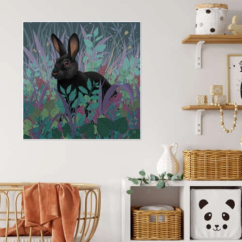 Sort Kanin I Græsset Vasilisa Romanenko Plakat 30 X 30 Cm Billedramme 6 Sort Kanin I Græsset Vasilisa Romanenko Plakat 30 X 30 Cm Billedramme - Billede 4