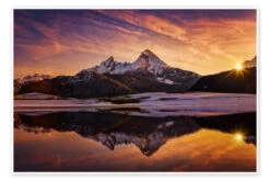 Watzmann Refleksion Ved Solnedgang Dieter Meyrl Plakat 30 X 20 Cm Billedramme