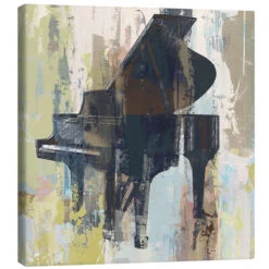 Bluebird Piano Studio W-DH Lærredsbillede 30 X 30 Cm Billedramme