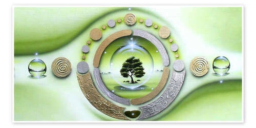 Landscape With Tree Of Life Manfred Turzer Plakat 40 X 20 Cm Billedramme 3 Landscape With Tree Of Life Manfred Turzer Plakat 40 X 20 Cm Billedramme