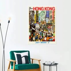 Hong Kong - Jet BOAC Vintage Travel Collection Plakat 30 X 40 Cm Billedramme -POSTERLOUNGE Salg 702533 poster room ad prints l