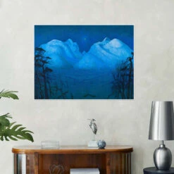 Vinternatt I Rondane Harald Oscar Sohlberg Plakat 40 X 30 Cm Billedramme -POSTERLOUNGE Salg 703079 poster room blue l