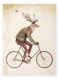 Deer On The Bike Mike Koubou Plakat 30 X 40 Cm Billedramme