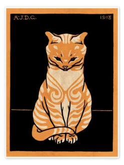 Sitting Cat, Colored Julie De Graag Plakat 30 X 40 Cm Billedramme