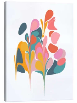 Abstract Floral Bouquet Apricot And Birch Lærredsbillede 20 X 30 Cm Billedramme