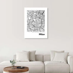 Milan City Map 44spaces Galleritryk 20 X 30 Cm Billedramme -POSTERLOUNGE Salg 714923 gallery print room black and white l