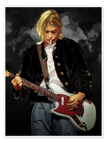 Kurt Cobain Nikita Abakumov Plakat 30 X 40 Cm Billedramme 3 Kurt Cobain Nikita Abakumov Plakat 30 X 40 Cm Billedramme