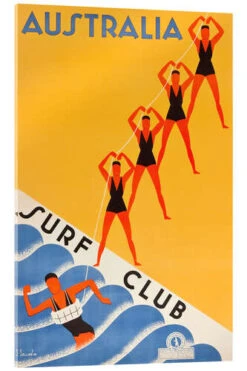 Surf Club Australia Vintage Travel Collection Akrylbillede 20 X 30 Cm Billedramme