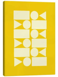 Geometry In Sun Yellow Apricot And Birch Lærredsbillede 20 X 30 Cm Billedramme