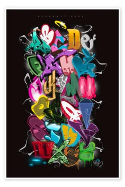 Graffiti Alphabet Plaque One Plakat 20 X 30 Cm Billedramme