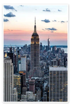 Empire State Building Sunset, New York Mike Centioli Plakat 20 X 30 Cm Billedramme