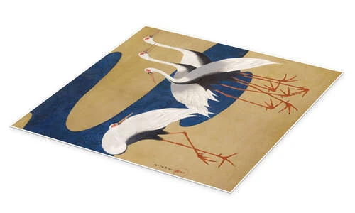 Cranes Suzuki Kiitsu Plakat 30 X 30 Cm Billedramme 4 Cranes Suzuki Kiitsu Plakat 30 X 30 Cm Billedramme - Billede 2