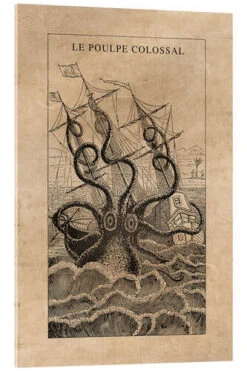 The Giant Octopus Vintage Educational Collection Akrylbillede 20 X 30 Cm Billedramme