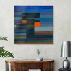 Fire In The Evening Paul Klee Galleritryk 30 X 30 Cm Billedramme -POSTERLOUNGE Salg 720412 gallery print room blue l