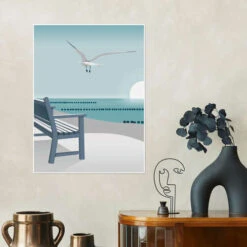 Bank Am Meer Elke Frisch Plakat 30 X 40 Cm Billedramme -POSTERLOUNGE Salg 720504 poster room illustrations l