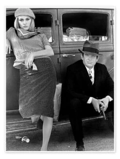 Bonnie And Clyde, Black And White Plakat 30 X 40 Cm Billedramme