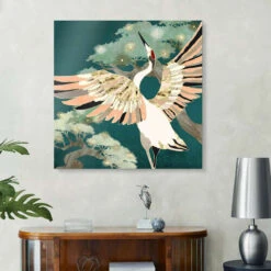 Golden Crane SpaceFrog Designs Galleritryk 30 X 30 Cm Billedramme -POSTERLOUNGE Salg 722830 gallery print room petrol blue l