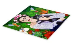 Frida Kahlo Med Sort Kat Madalena Lobao-Tello Plakat 30 X 30 Cm Billedramme -POSTERLOUNGE Salg 724521 poster pds l