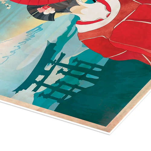 Japan Ella Tjader Plakat 30 X 40 Cm Billedramme 5 Japan Ella Tjader Plakat 30 X 40 Cm Billedramme - Billede 3