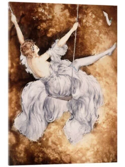 The Swing Louis Icart Akrylbillede 20 X 30 Cm Billedramme