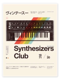 Synthesizers Club Florent Bodart Plakat 30 X 40 Cm Billedramme
