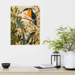 Paradise Birds Goed Blauw Plakat 30 X 40 Cm Billedramme -POSTERLOUNGE Salg 732424 poster room green l
