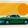 Green Vintage Sports Car Side Bo Lundberg Galleritryk 30 X 20 Cm Billedramme