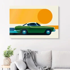 Green Vintage Sports Car Side Bo Lundberg Galleritryk 30 X 20 Cm Billedramme -POSTERLOUNGE Salg 733123 gallery print room lounge l