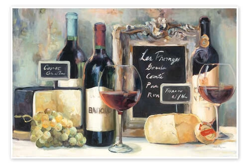Mediterranean Wine And Cheese Marilyn Hageman Plakat 30 X 20 Cm Billedramme 3 Mediterranean Wine And Cheese Marilyn Hageman Plakat 30 X 20 Cm Billedramme