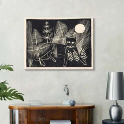 The Cat On The Hunt Tinus Van Doorn Lærredsbillede 30 X 20 Cm Billedramme -POSTERLOUNGE Salg 743393 canvas room black l