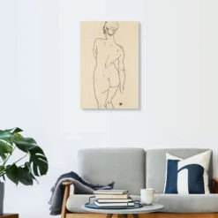 Female Nude, Back View Egon Schiele Akrylbillede 20 X 30 Cm Billedramme -POSTERLOUNGE Salg 745530 acrylic glass room beige l
