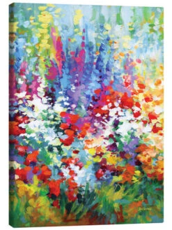 Colourful Flowers Abstract Leon Devenice Lærredsbillede 20 X 30 Cm Billedramme