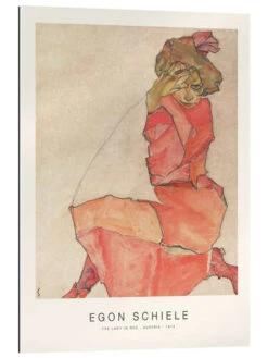 Female Kneeling In An Orange Red Dress, 1918 Egon Schiele Galleritryk 20 X 30 Cm Billedramme