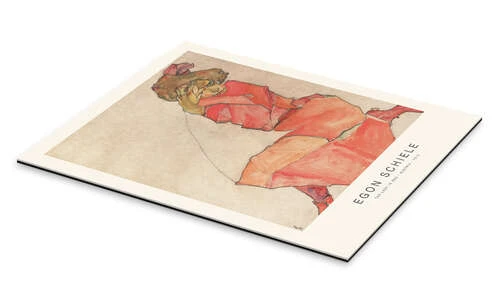 Female Kneeling In An Orange Red Dress, 1918 Egon Schiele Galleritryk 20 X 30 Cm Billedramme 4 Female Kneeling In An Orange Red Dress, 1918 Egon Schiele Galleritryk 20 X 30 Cm Billedramme - Billede 2