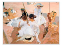 Under The Parasol, On The Beach At Zarautz, 1905 Joaquín Sorolla Y Bastida Plakat 40 X 30 Cm Billedramme