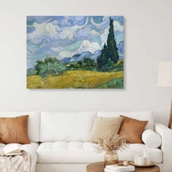Wheat Field With Cypresses,1889 Vincent Van Gogh Galleritryk 30 X 20 Cm Billedramme -POSTERLOUNGE Salg 749000 gallery print room mediterranean l