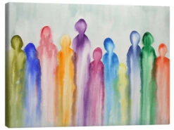 Abstract Group Of People In Rainbow Colors Natalie Bruns Lærredsbillede 30 X 20 Cm Billedramme
