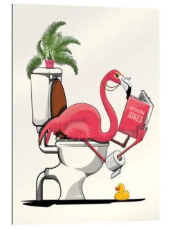 Flamingo Sitting On The Toilet Wyatt9 Galleritryk 20 X 30 Cm Billedramme
