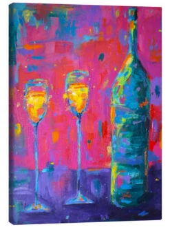 Bottle Of Wine And Two Glasses Dawn Underwood Lærredsbillede 20 X 30 Cm Billedramme