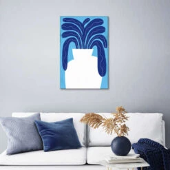 Blue Plant In White Pot ATELIER M Lærredsbillede 20 X 30 Cm Billedramme -POSTERLOUNGE Salg 753068 canvas room blue l