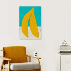 Bananas On Turquoise Blue ATELIER M Lærredsbillede 20 X 30 Cm Billedramme -POSTERLOUNGE Salg 753079 canvas room yellow l