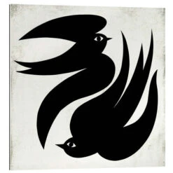 Two Swallows Dancing In The Sky ATELIER M Galleritryk 30 X 30 Cm Billedramme