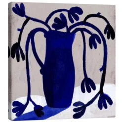 Blue Flowers In A Blue Vase I ATELIER M Lærredsbillede 30 X 30 Cm Billedramme