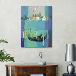 Venice From San Giorgio Eugen Stross Lærredsbillede 20 X 30 Cm Billedramme -POSTERLOUNGE Salg 753554 canvas room turquoise l