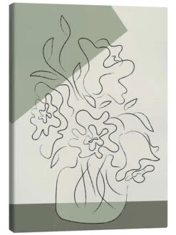 Vase Of Flowers On Sage Green Pictufy Studio Lærredsbillede 20 X 30 Cm Billedramme