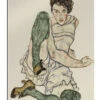 Hand Drawings, Seated Woman With Green Stockings, 1920 Egon Schiele Galleritryk 20 X 30 Cm Billedramme -POSTERLOUNGE Salg 753892 gallery print l