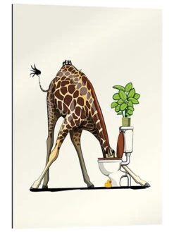 Giraffe Drinking From Toilet Wyatt9 Galleritryk 20 X 30 Cm Billedramme